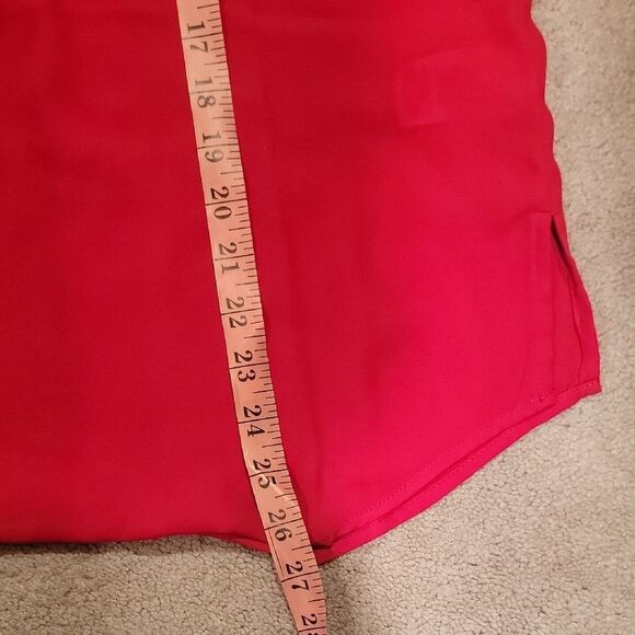 Michael Kors Vibrant Red Blouse with Gold Accents - Picture 6 of 10